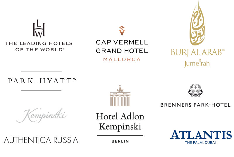 Logos from luxury hotels using La Ric products