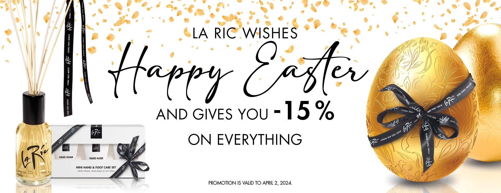 La Ric wishes Happy Easter and gives you 15% off everything until April 2.