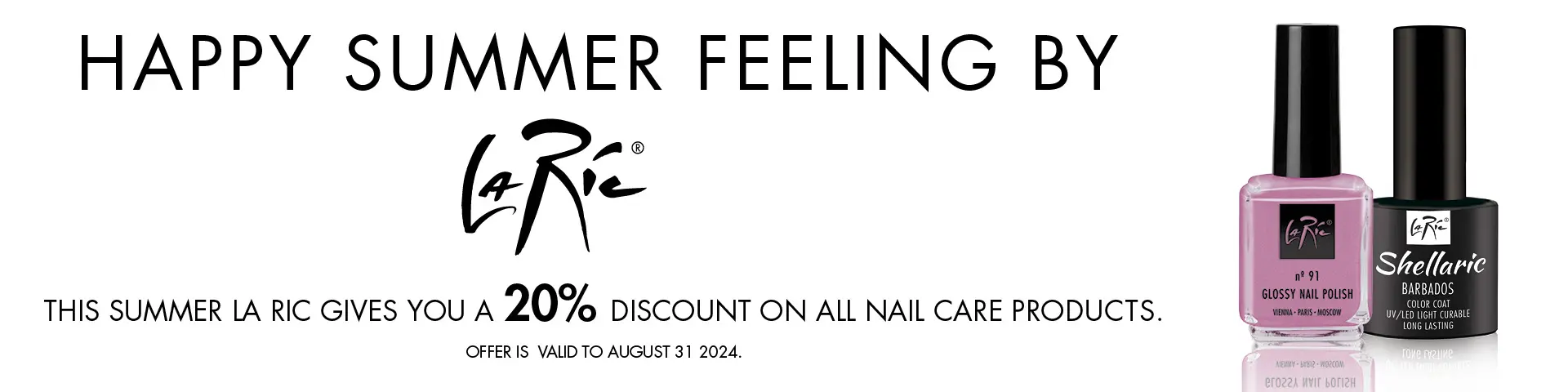 This summer we are giving away 20 % on all nail care products, including manicure and pedicure sets.