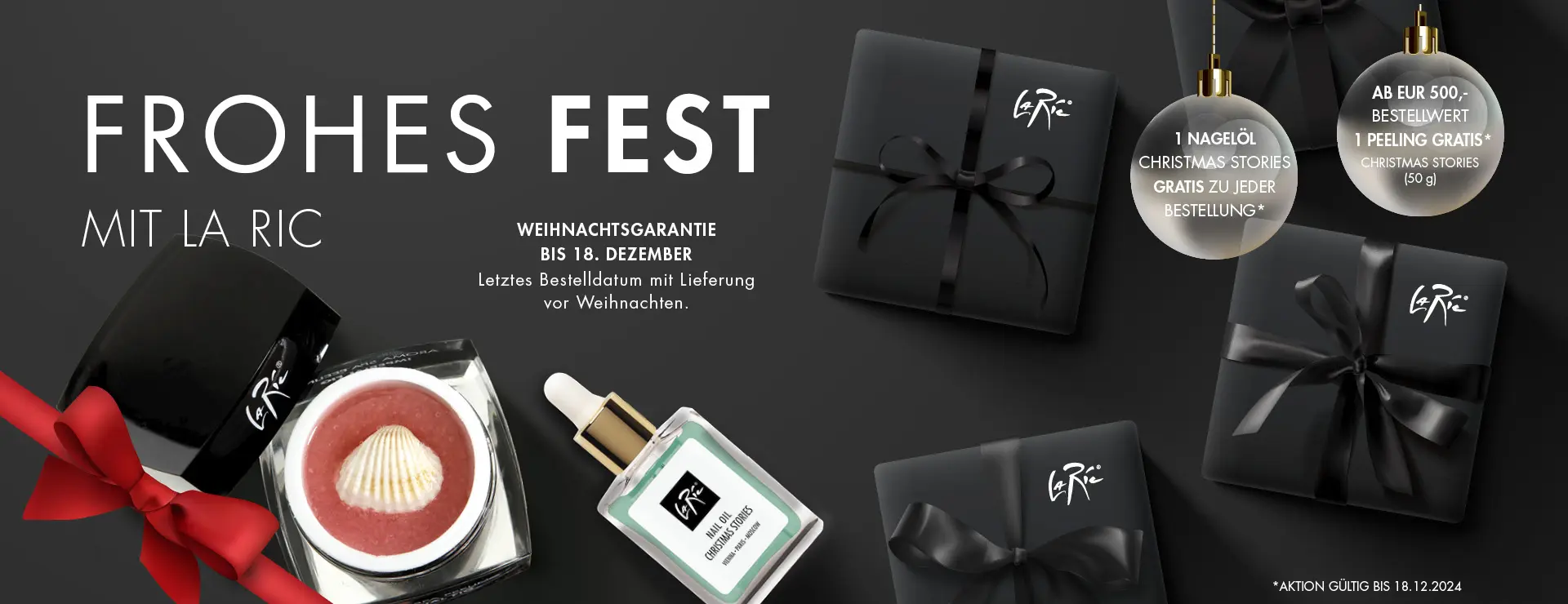 La Ric wünscht frohes Fest und schenkt 1 Nagelöl Christmas Stories zu jeder Bestellung